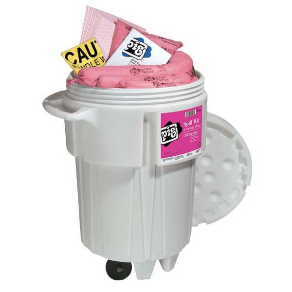 Pig Spill Kit, 63 gal Volume Absorbed per Kit, 95 gal Capacity, Drum, White, 120 - KIT341-WH