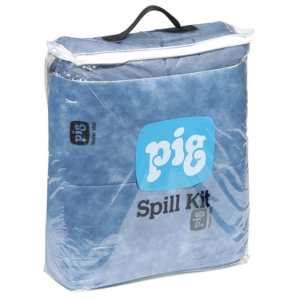 Pig Spill Kit, 5 gal Volume Absorbed per Kit, 0.05 cu ft Capacity, Bag, Blue, 1 - KIT914