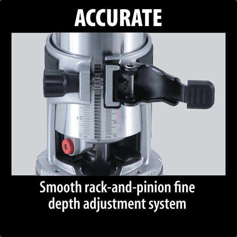 Enrutador compacto con base fija de 6.5 amperios y 1-1/4 HP de Makita con accesorio de extracción de polvo, RT0700C, RT0701C, XTR01 - RT0701C195559-1