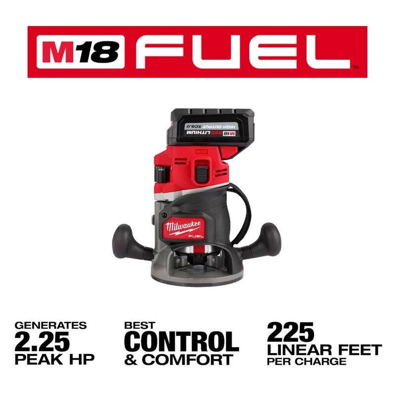 Milwaukee M18 FUEL 18-Volt Lithium-Ion Inalámbrico sin escobillas 1/2 pulg. Kit de base de inmersión para router con base de inmersión adicional - 2838-21-48-10-2838