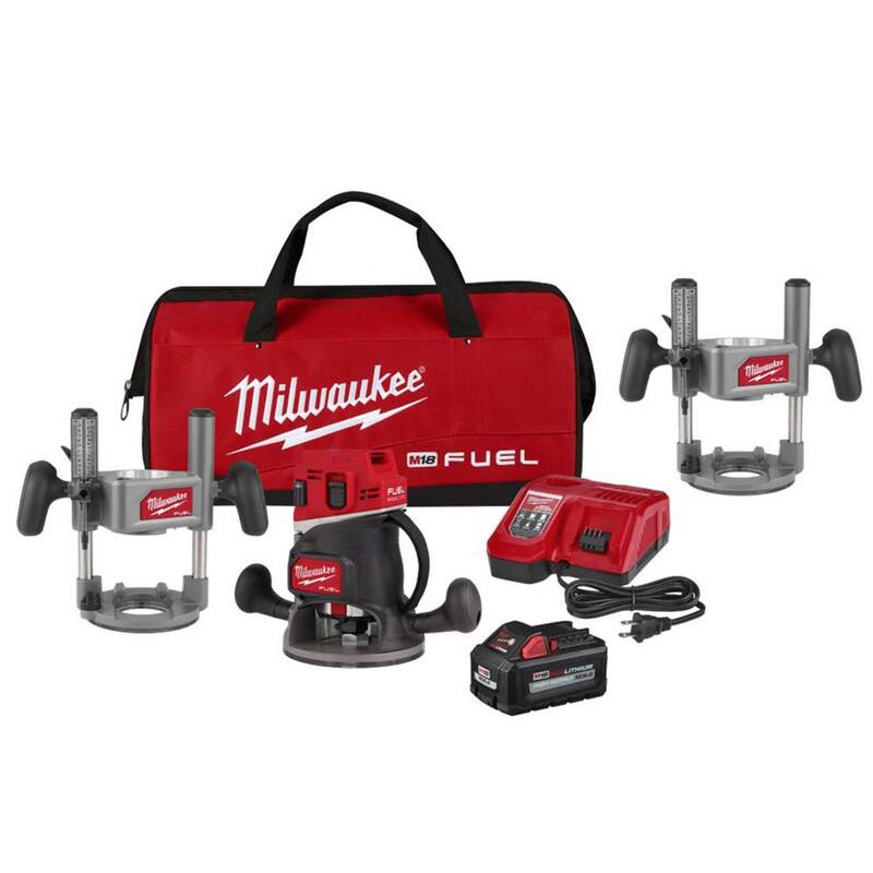 Milwaukee M18 FUEL 18-Volt Lithium-Ion Inalámbrico sin escobillas 1/2 pulg. Kit de base de inmersión para router con base de inmersión adicional - 2838-21-48-10-2838
