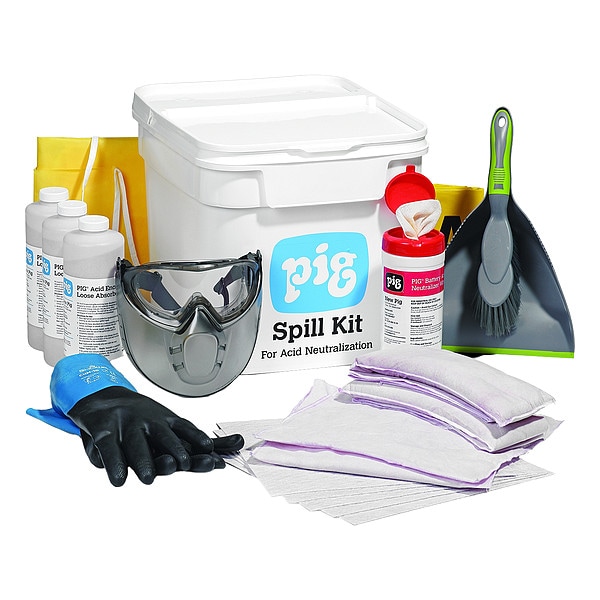 Pig Spill Kit, 4 gal Volume Absorbed per Kit, 12 gal Capacity, Bucket, White, 22 - KIT399