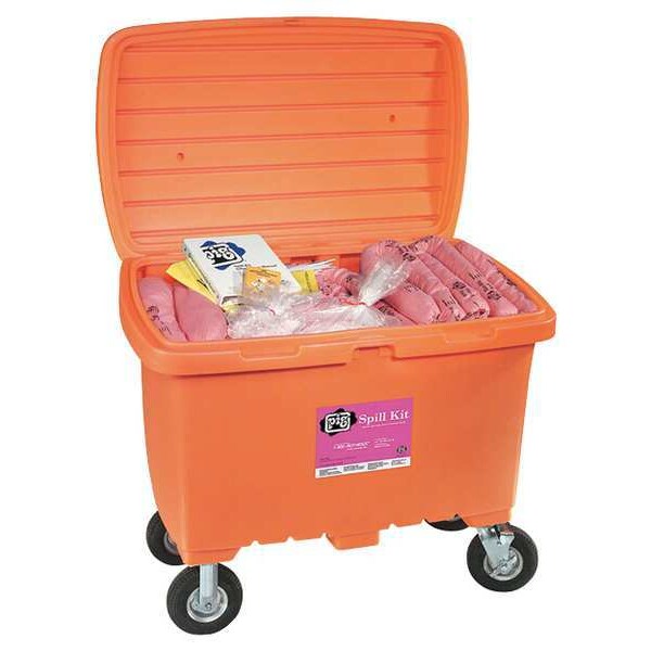 Pig Spill Kit, 74 gal Volume Absorbed per Kit, 112 3/16 gal Capacity, Chest, Orange, 151 - KIT380-OR
