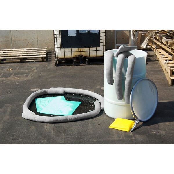 Spilfyter Spill Kit, 58 gal Volume Absorbed per Kit, 55 gal Capacity, Drum, Gray, 224 - 450055