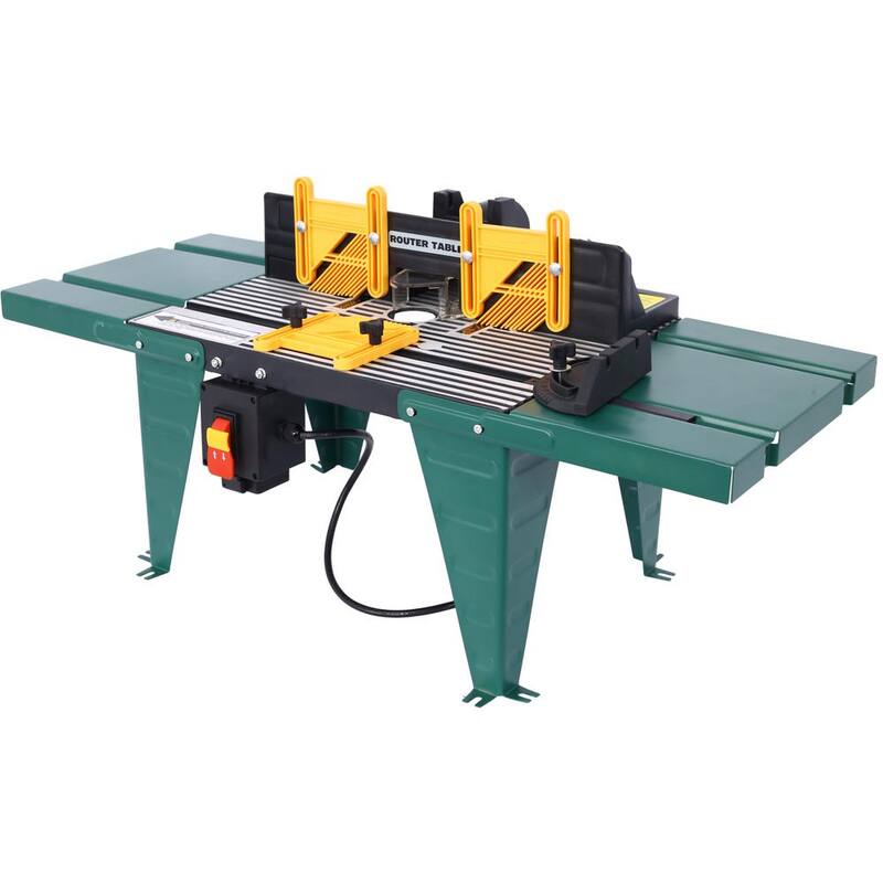 Mesa de enrutador eléctrico para banco de trabajo de madera de 34 in. de ancho x 13.5 in. de profundidad x 16 in. de altura, herramienta de carpintería artesanal, color verde - GH-LKW4-538