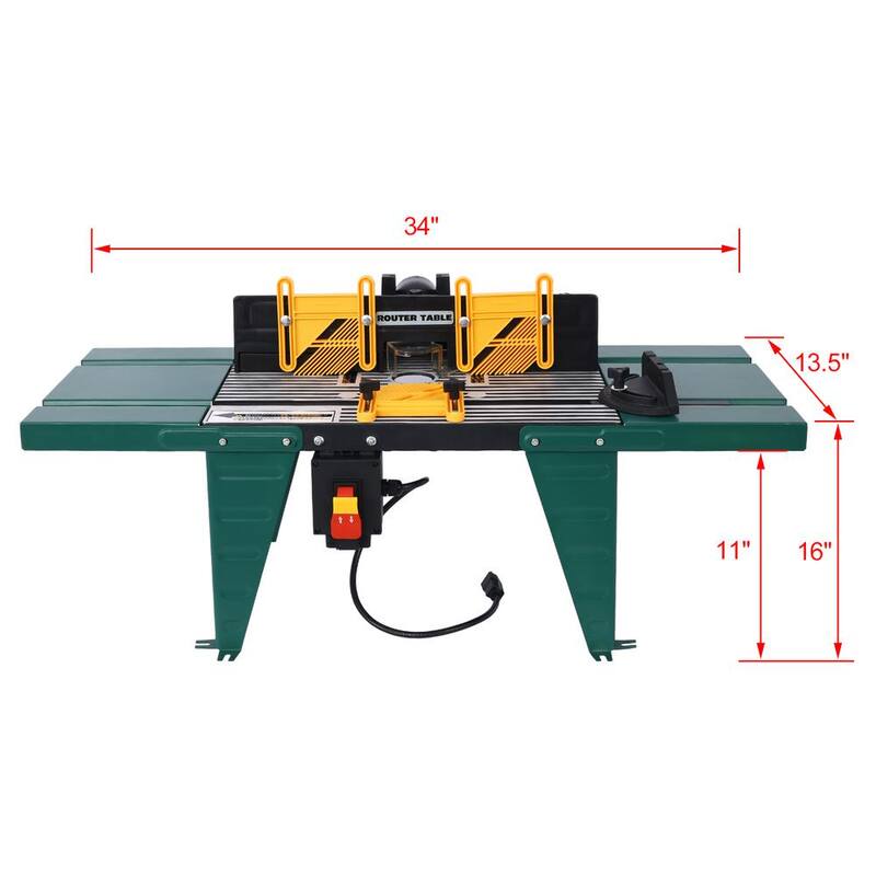 Mesa de enrutador eléctrico para banco de trabajo de madera de 34 in. de ancho x 13.5 in. de profundidad x 16 in. de altura, herramienta de carpintería artesanal, color verde - GH-LKW4-538
