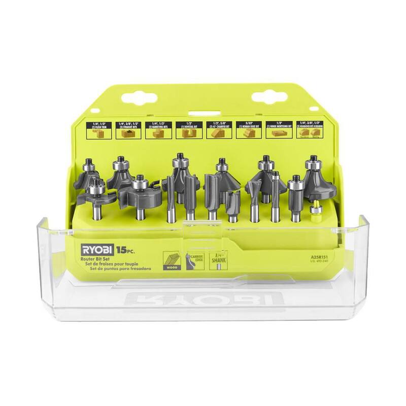 Juego de Brocas de Router Carburo de Vástago RYOBI (15 Piezas) - A25R151