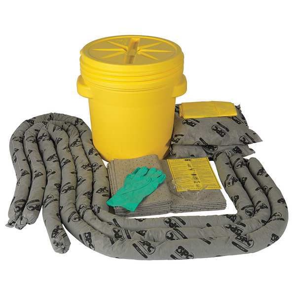 Brady Spill Kit, 16 gal Volume Absorbed per Kit, 20 gal Capacity, Drum, Yellow - SKA-20