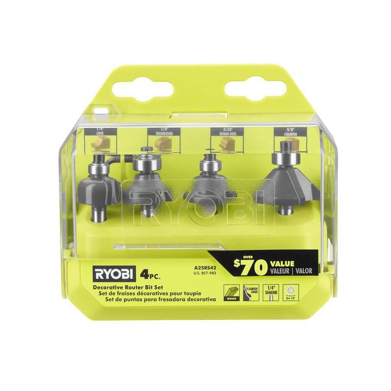 Set de Brocas Decorativas para Router RYOBI (4 piezas) - A25RS42
