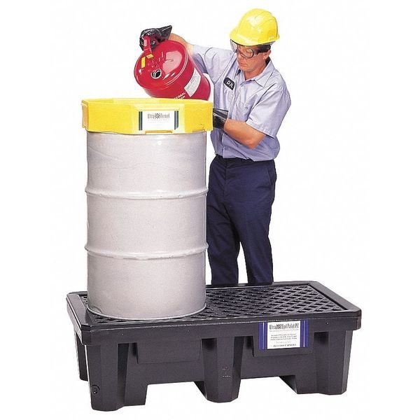 Ultratech Spill Pallet, 66 gal Spill Capacity, 2 Drums, 1,500 lb Load Capacity, Polyethylene - 2505