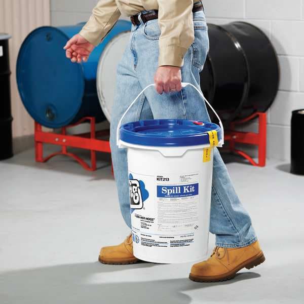 Pig Spill Kit, 4 gal Volume Absorbed per Kit, 6 1/2 gal Capacity, Bucket, White, 15 - KIT213