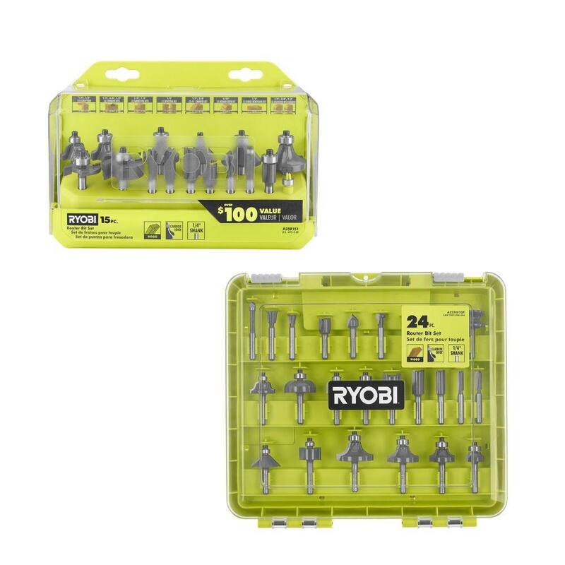 Set de 24 piezas de brocas para router RYOBI con set de 15 piezas de brocas de carburo de vástago - A252401-A25R151.