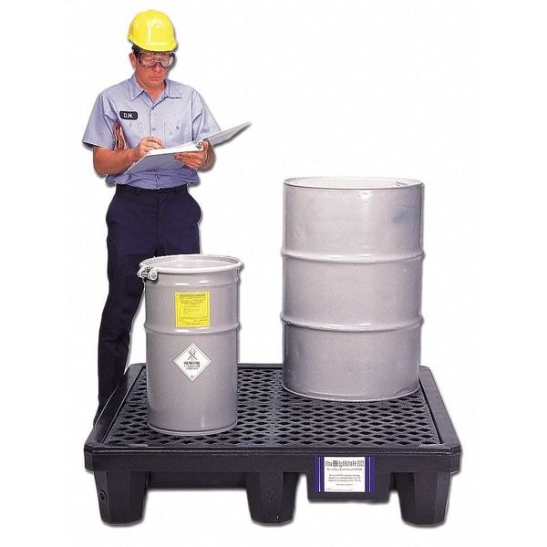 Ultratech Spill Pallet, 66 gal Spill Capacity, 4 Drums, 3,000 lb Load Capacity, Polyethylene - 1113