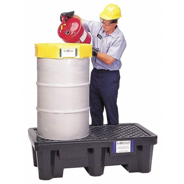 Ultratech Spill Pallet, 66 gal Spill Capacity, 2 Drums, 1,500 lb Load Capacity, Polyethylene - 2504