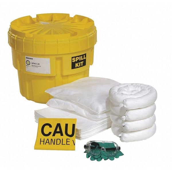 Spilltech Spill Kit, 15 gal Volume Absorbed per Kit, 20 gal Capacity, Drum, Yellow, 47 - SPKO-20