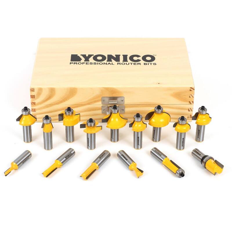 Juego de 15 piezas de brocas para router con punta de carburo y múltiples perfiles, con mango de 1/2 pulgadas - 17150