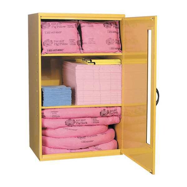 Pig Spill Kit, 18 gal Volume Absorbed per Kit, Not Applicable Capacity, Wall Cabinet, Yellow, 159 - KIT328