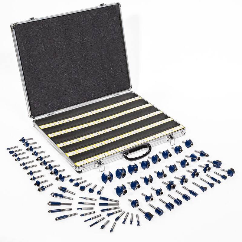 Juego de 80 piezas de puntas de router de carburo de tungsteno de 1/4 de pulgada de 3 hojas (80 piezas) - 32201-H