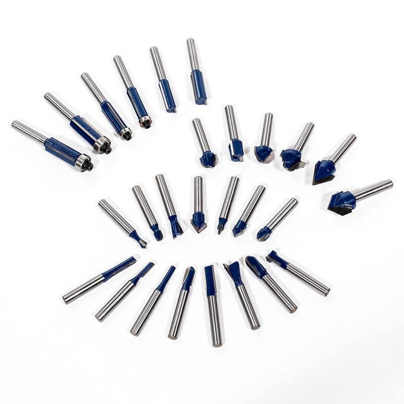 Juego de 80 piezas de puntas de router de carburo de tungsteno de 1/4 de pulgada de 3 hojas (80 piezas) - 32201-H