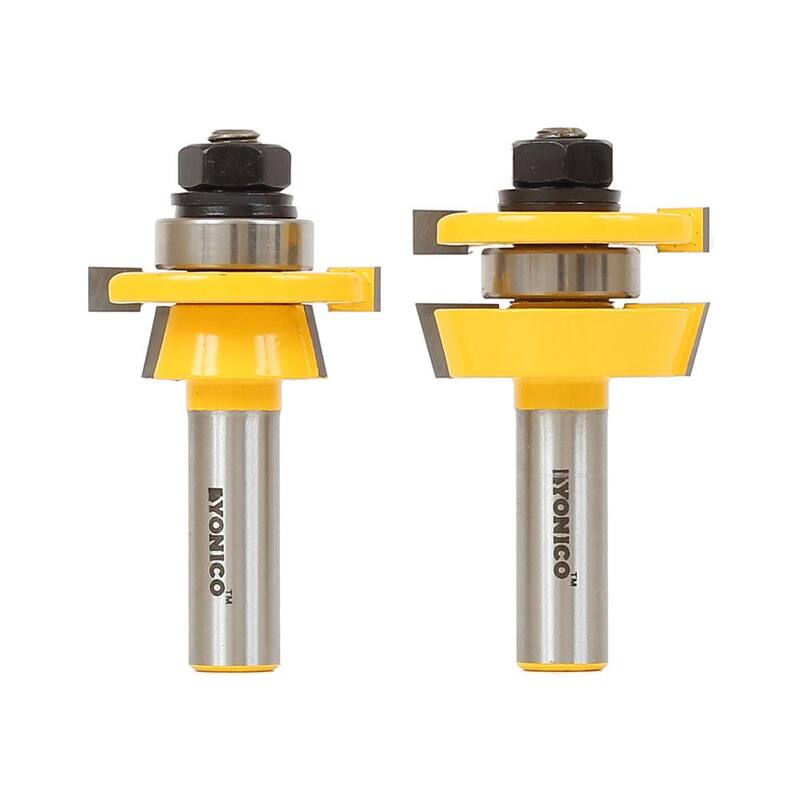 Yonico Juego de Brocas para Router con Punta de Carburo de 1/2 pulgada Rail and Stile Shaker (Set de 2 piezas) - 12249