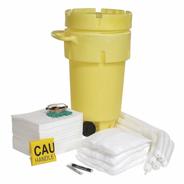 Spilltech Spill Kit, 43 gal Volume Absorbed per Kit, 50 gal Capacity, Drum, Yellow, 162 - SPKO-50-WD