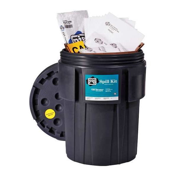 Pig Spill Kit, 40 gal Volume Absorbed per Kit, 95 gal Capacity, Drum, Black, 90 - KIT416