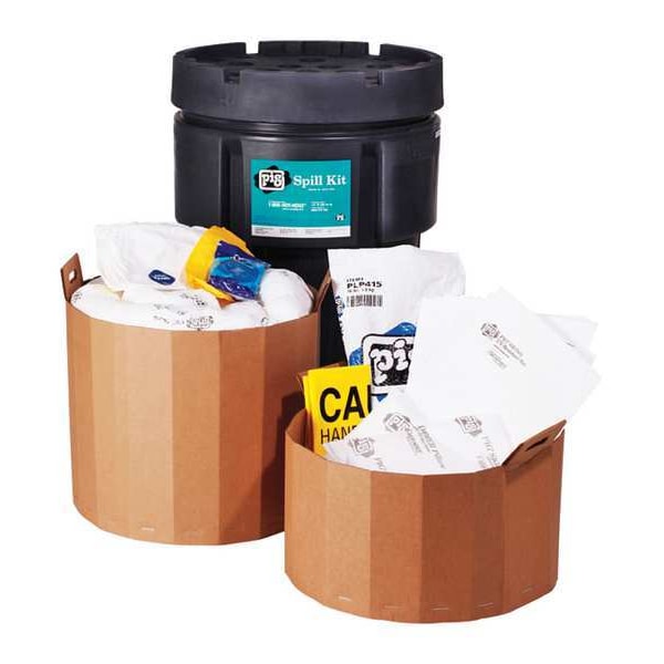 Pig Spill Kit, 40 gal Volume Absorbed per Kit, 95 gal Capacity, Drum, Black, 90 - KIT416