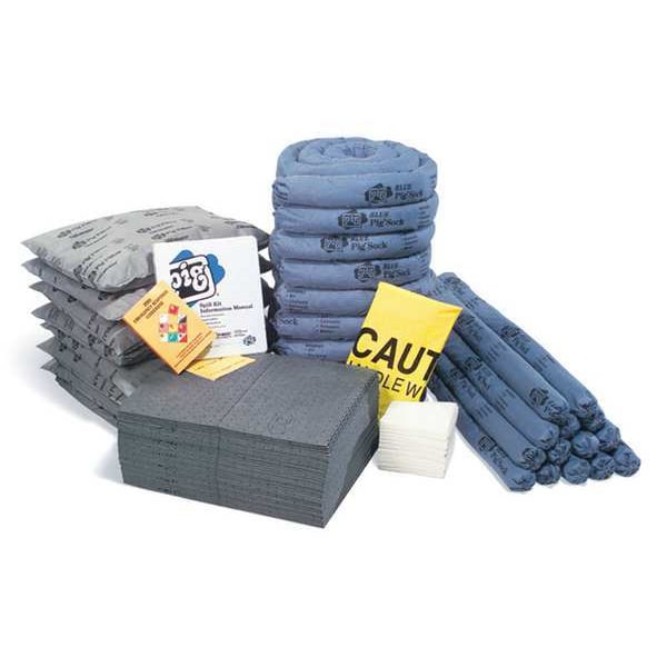 Pig Spill Kit, 60 gal Volume Absorbed per Kit, 95 gal Capacity, Drum, White, 168 - KIT241-WH