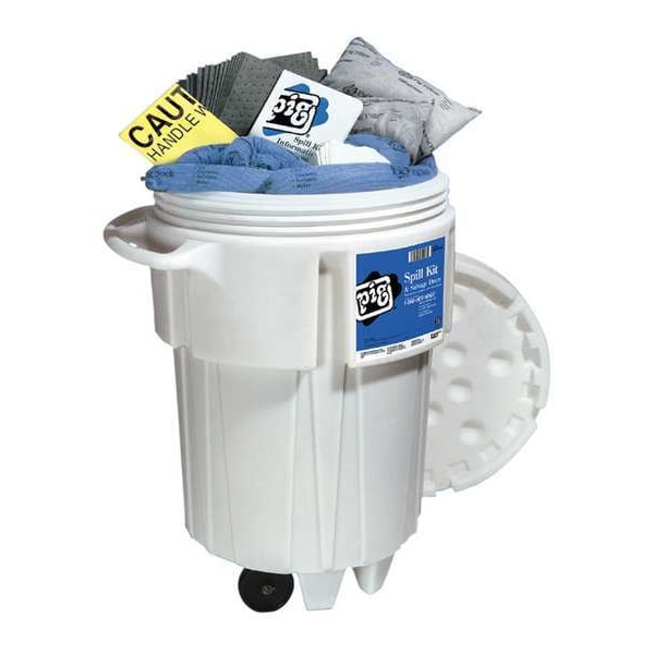 Pig Spill Kit, 60 gal Volume Absorbed per Kit, 95 gal Capacity, Drum, White, 168 - KIT241-WH
