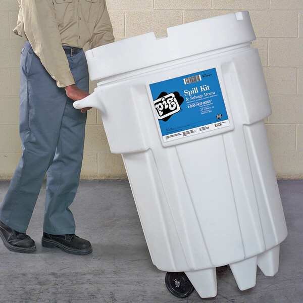 Pig Spill Kit, 60 gal Volume Absorbed per Kit, 95 gal Capacity, Drum, White, 168 - KIT241-WH