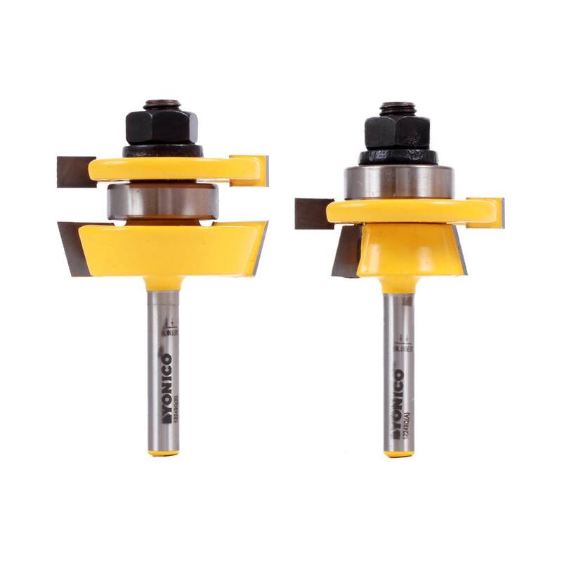 Yonico Juego de Brocas para Router con Punta de Carburo, estilo Rail and Stile Shaker, 1/4 de pulgada de vástago (set de 2 piezas) - 12249q