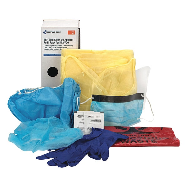 First Aid Only Bloodborne Pathogen Kit Refill, Not Applicable Volume Absorbed per Kit, Box, White, 10 - 701