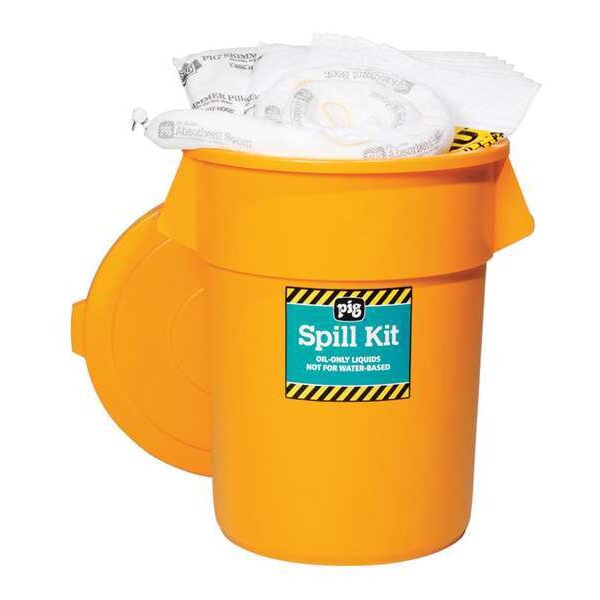 Pig Spill Kit, 39 gal Volume Absorbed per Kit, 55 gal Capacity, Can, Yellow, 69 - KIT4500