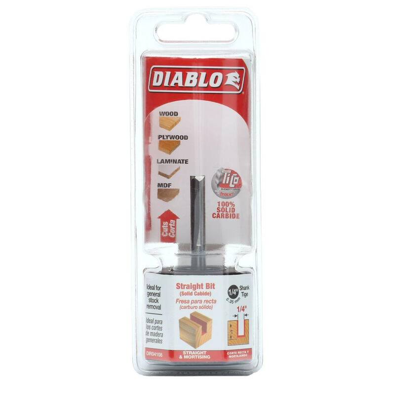 DIABLO 1/4 pulg. x 1 pulg. Broca de enrutador recta de carburo - DR04108