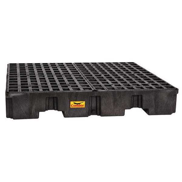 Condor Spill Pallet, 66 gal Spill Capacity, 4 Drums, 8,000 lb Load Capacity, Polyethylene - 1645BC