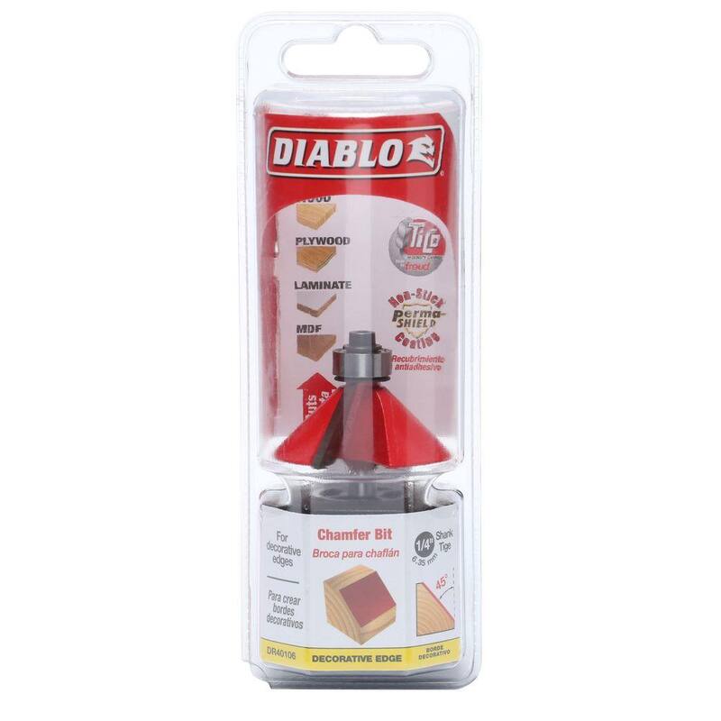 DIABLO 1/4 pulg. Broca de enrutador de chaflán de 45 grados (1 pieza) - DR40106