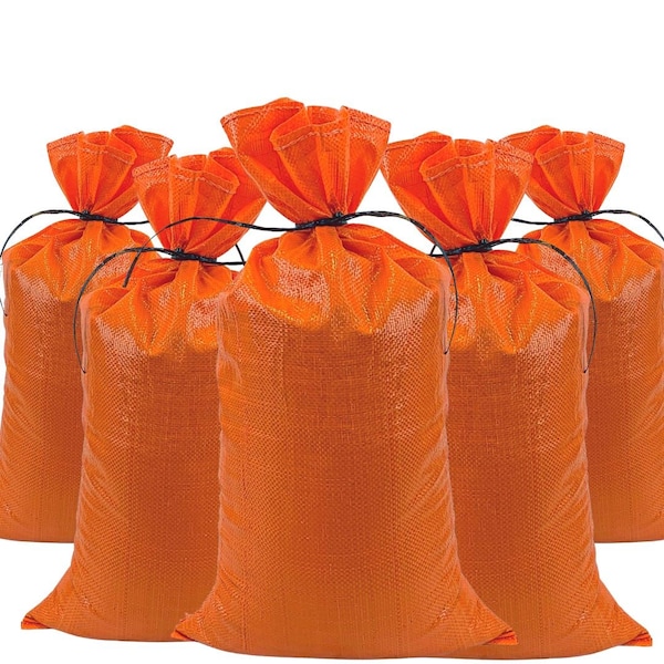 Durasack 14 in. x 26 in. Empty Sand Bags with Tie Strings, Orange, 100PK - SB-1426ORG-100PK