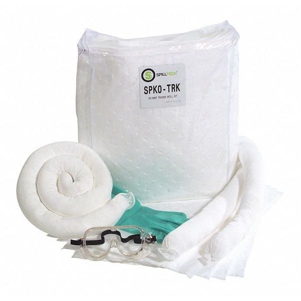 Spilltech Spill Kit, 8 gal Volume Absorbed per Kit, Bag, White, 29 - SPKO-TRK