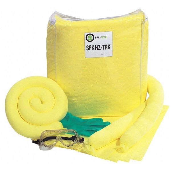 Spilltech Spill Kit, 8 gal Volume Absorbed per Kit, Bag, Clear, 29 - SPKHZ-TRK