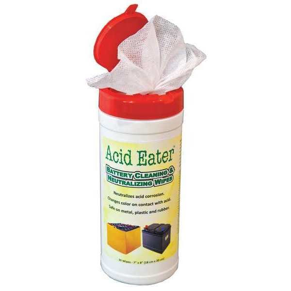 Acid Eater Battery Acid Wipes, Canister, 10 oz., PK12 - 1002-003