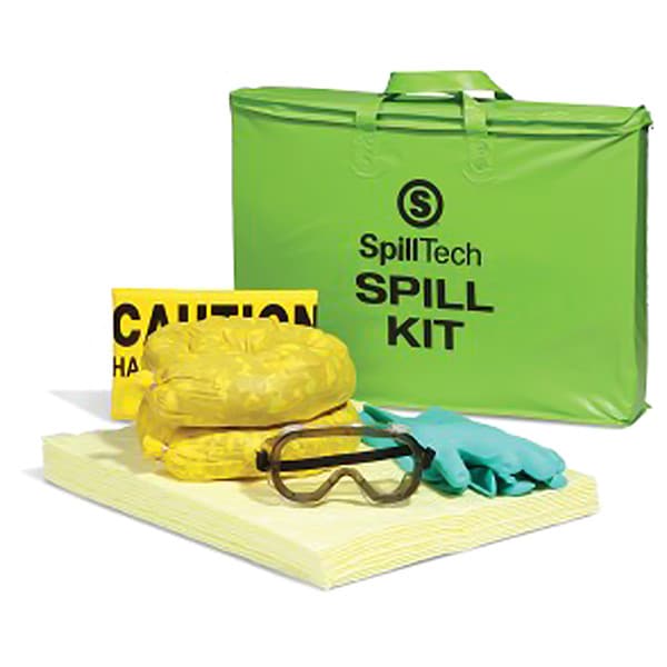Spilltech HazMat Tote Spill Kit, 5 gal Volume Absorbed per Kit, Not Applicable Capacity, Drum, Green - SPKHZ-GTOTE