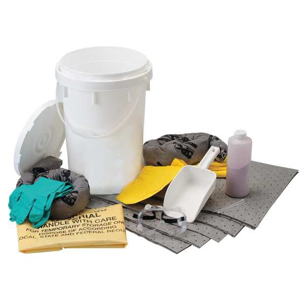 Brady Spill Kit, 5 gal Volume Absorbed per Kit, 6 1/2 gal Capacity, Bucket, White - SKA-BKTACID