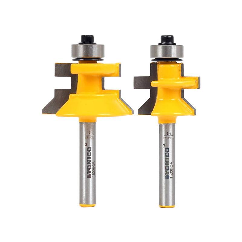 Yonico Juego de Brocas para Router de Carburo con Lengüetas y Ranuras para Piso de hasta 3/4 de pulgada de Stock con Vástago de 1/4 de pulgada (2 Piezas) - 15229q