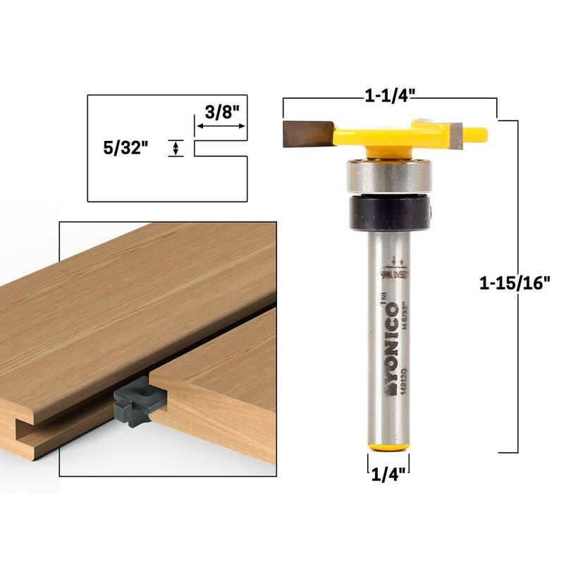 Yonico Top Bearing Slot Cutter 5/32 in. L 1/4 in. Shank Carbide Tipped Router Bit - 14912q