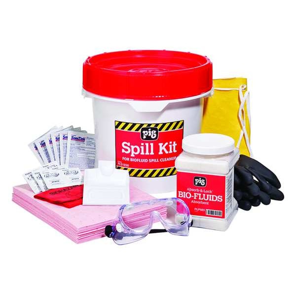Pig Spill Kit, 9 gal Volume Absorbed per Kit, 3 1/2 gal Capacity, Bucket, White - PLS1850