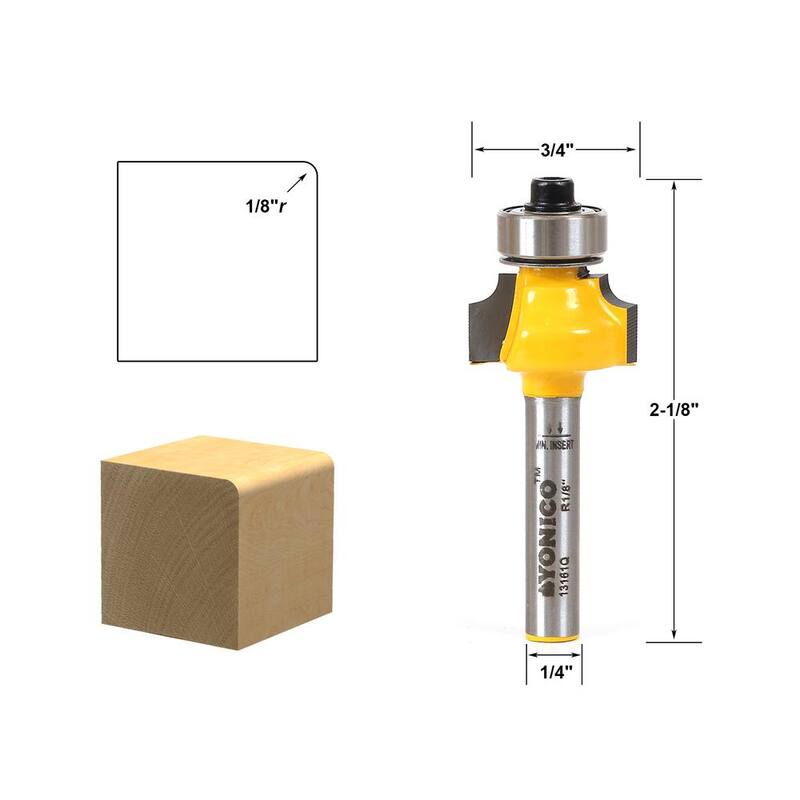 Yonico Redondeador de Bordes con Radio de 1/8 pulg. y Vástago de 1/4 pulg. con Puntas de Carburo - 13161q