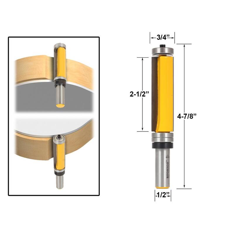 Yonico Broca de fresado con rodamiento superior e inferior de 2-1/2 pulgadas de largo y vástago de 1/2 pulgada con punta de carburo - 14135