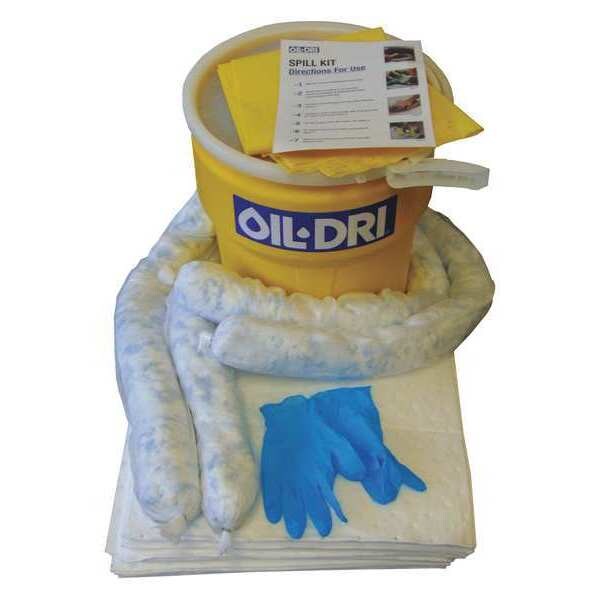 Oil-Dri Spill Kit, 10 gal Volume Absorbed per Kit, 10 gal Capacity, Lab Pack, White - L91510