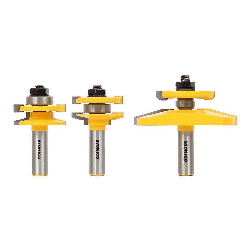 Puerta de gabinete de panel elevado con cortador de respaldo Panel Raiser Bevel 1/2 in. Set de puntas de router con punta de carburo (3 piezas) - 12350