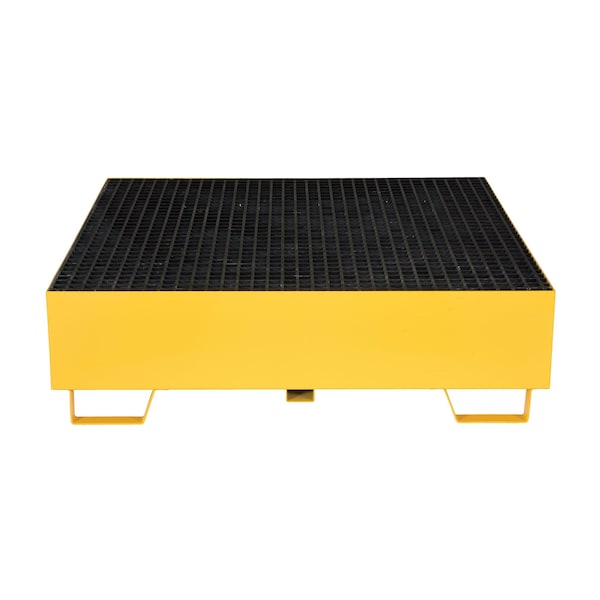 Vestil Yellow Drum Retention Basin, 49x49x14, 4 Drum, Steel - VSRB-YL-4